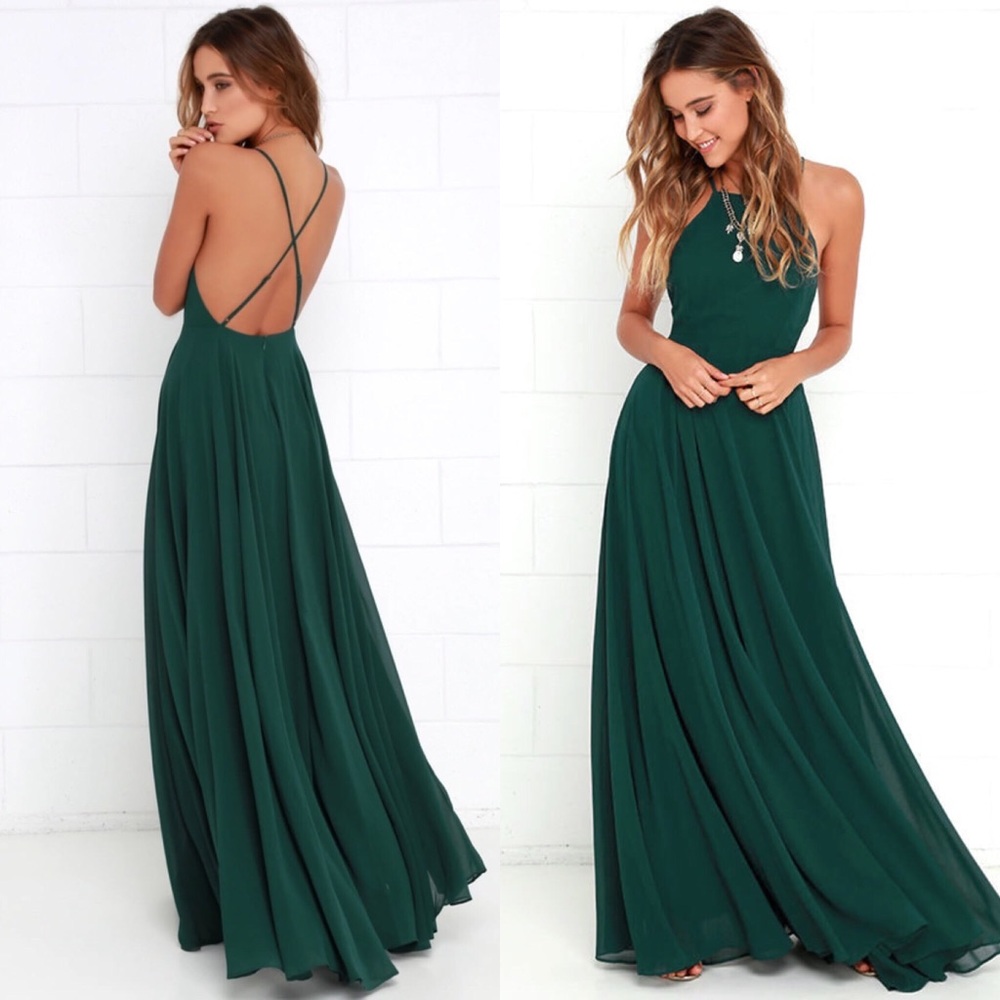 Lulus Mythical Kind of Love Dark Green Maxi Dress